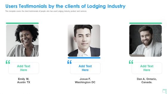 Lodging Business Investor Funding Users Testimonials By The Clients Of Lodging Clipart PDF