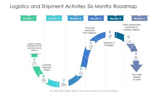 Logistics And Shipment Activities Six Months Roadmap Inspiration