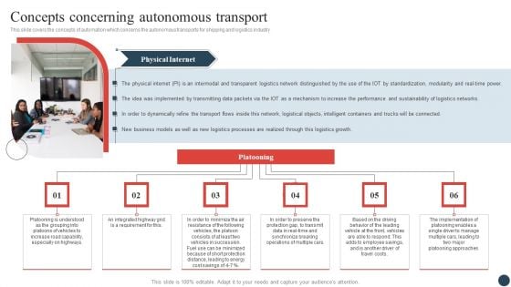 Logistics And Transportation Management Concepts Concerning Autonomous Transport Mockup PDF