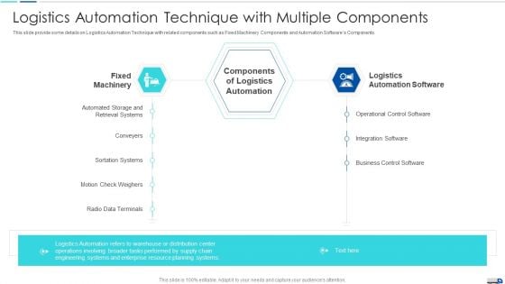 Logistics Automation Technique With Multiple Components Ppt Pictures Graphic Images PDF