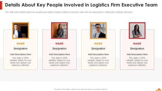 Logistics Company Capital Funding Elevator Details About Key People Involved Demonstration PDF