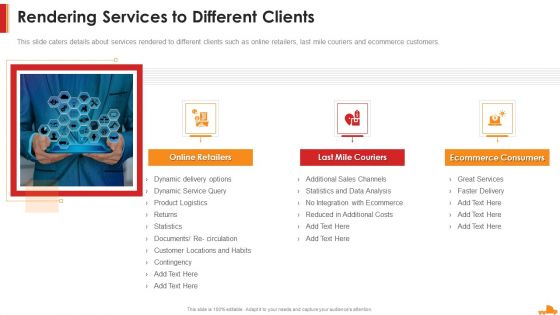 Logistics Company Capital Funding Elevator Rendering Services To Different Clients Information PDF Logistics Company Capital Funding Elevator Rendering Services To Different Clients Information PDF