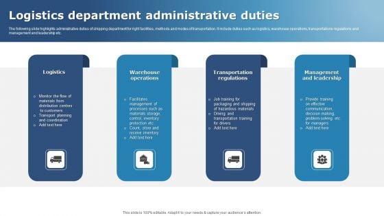 Logistics Department Administrative Duties Pictures PDF