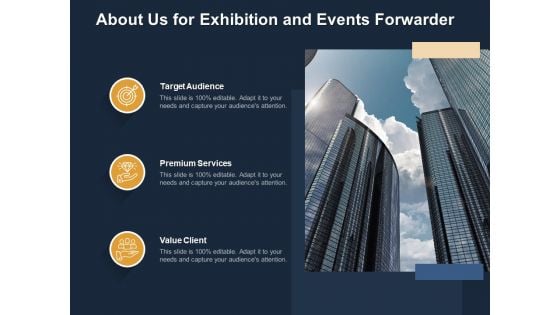 Logistics Events About Us For Exhibition And Events Forwarder Ppt Infographics Good PDF