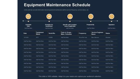 Logistics Events Equipment Maintenance Schedule Ppt Inspiration Graphics Download PDF