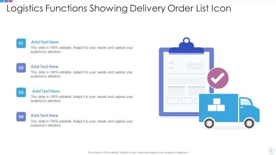 Logistics Functions Showing Delivery Order List Icon Inspiration PDF