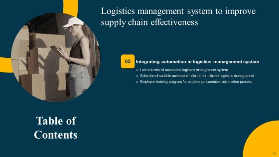 Logistics Management System To Improve Supply Chain Effectiveness Ppt PowerPoint Presentation Complete Deck With Slides Slide25
