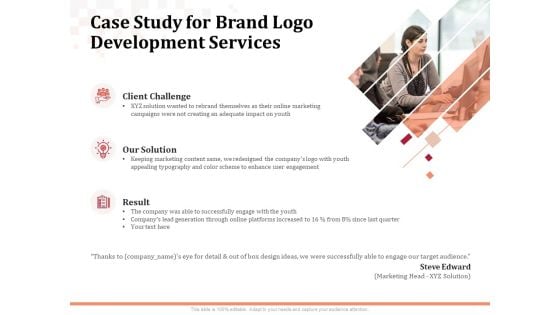 Logo Design Case Study For Brand Logo Development Services Ppt Gallery Examples PDF