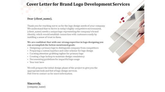 Logo Design Cover Letter For Brand Logo Development Services Ppt Visuals PDF