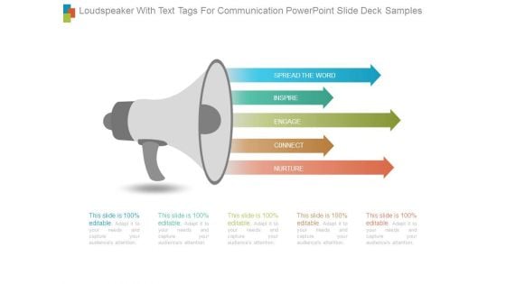 Loudspeaker With Text Tags For Communication Powerpoint Slide Deck Samples