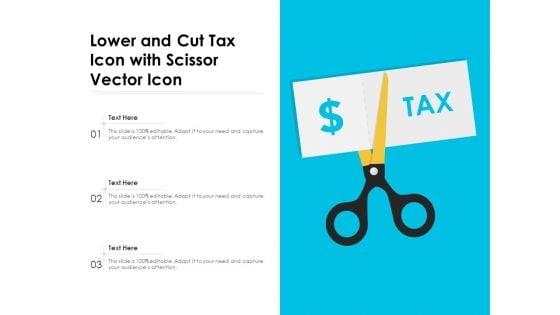 Lower And Cut Tax Icon With Scissor Vector Icon Ppt PowerPoint Presentation Model Graphics PDF