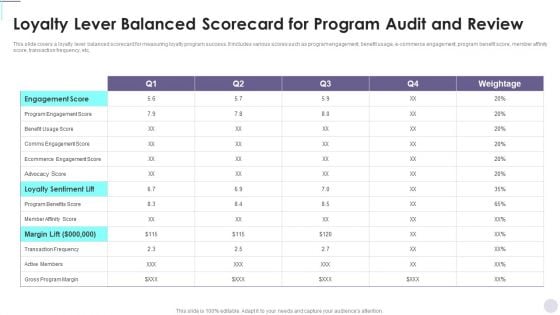 Loyalty Lever Balanced Scorecard For Program Audit And Review Consumer Contact Point Guide Template PDF