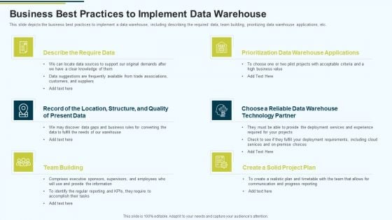 MIS Business Best Practices To Implement Data Warehouse Ppt PowerPoint Presentation Summary Example File PDF