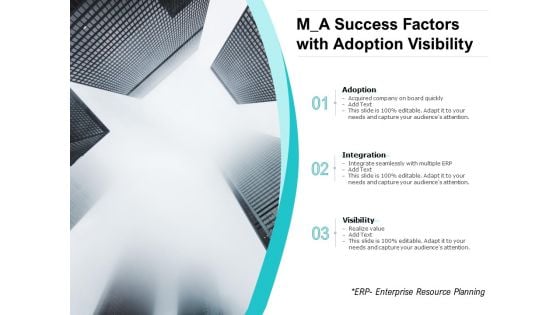 M A Success Factors With Adoption Visibility Ppt PowerPoint Presentation Outline Picture