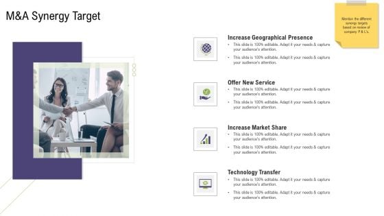 M And A Synergy Target Mergers And Acquisitions Synergy Ppt Summary Designs Download PDF