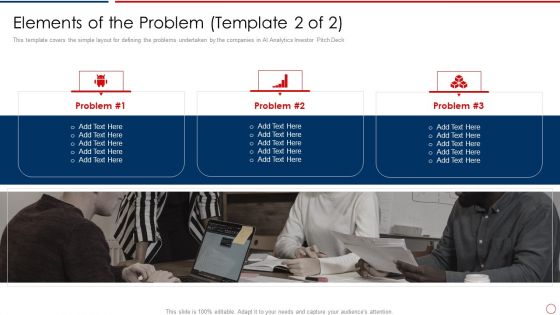 Machine Learning Investor Pitch Deck Elements Of The Problem Ppt Pictures Icons PDF