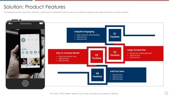 Machine Learning Investor Pitch Deck Solution Product Features Ppt Styles Gallery PDF