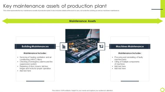 Machine Repairing And Servicing Key Maintenance Assets Of Production Plant Diagrams PDF