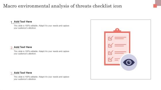 Macro Environmental Analysis Of Threats Checklist Icon Microsoft PDF