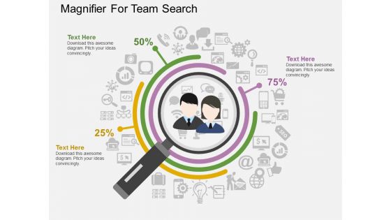 Magnifier For Team Search Powerpoint Template