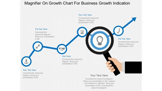 Magnifier On Growth Chart For Business Growth Indication Powerpoint Template