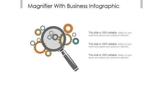 Magnifier With Business Infographic Ppt PowerPoint Presentation Outline