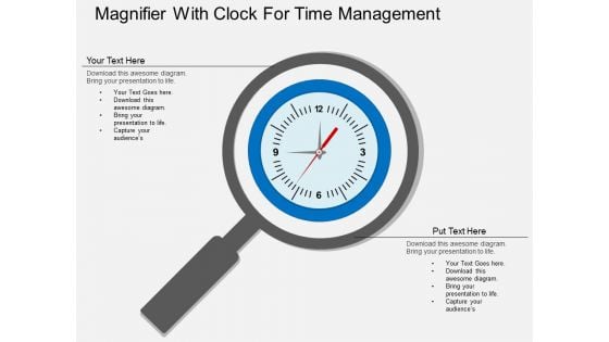 Magnifier With Clock For Time Management Powerpoint Template