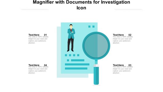 Magnifier With Documents For Investigation Icon Ppt PowerPoint Presentation File Slideshow PDF