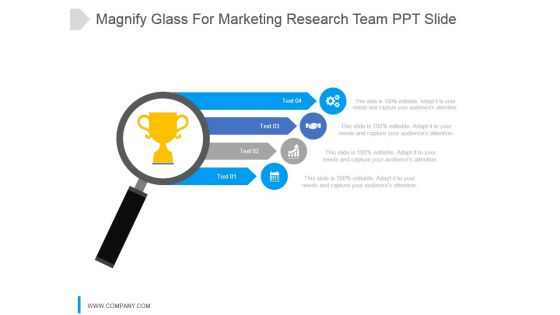 Magnify Glass For Marketing Research Team Ppt Slide