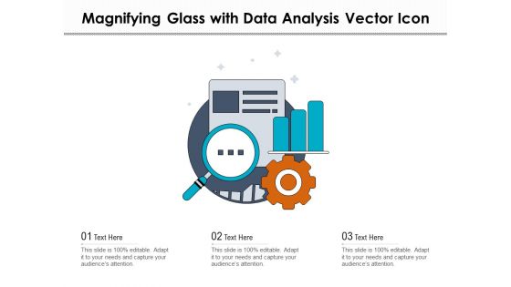 Magnifying Glass With Data Analysis Vector Icon Ppt PowerPoint Presentation Model Graphics Design PDF