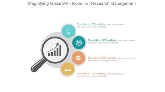 Magnifying Glass With Icons For Research Management Ppt PowerPoint Presentation Influencers