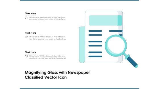 Magnifying Glass With Newspaper Classified Vector Icon Ppt PowerPoint Presentation Summary Portrait PDF