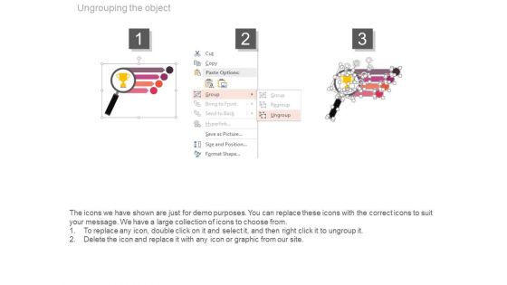 Magnifying Glass With Tags And Icons For Success Powerpoint Slides