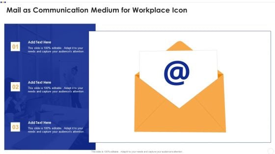 Mail As Communication Medium For Workplace Icon Topics PDF