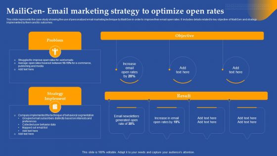 Mailigen Email Marketing Strategy To Optimize Open Rates Ppt Gallery Example PDF