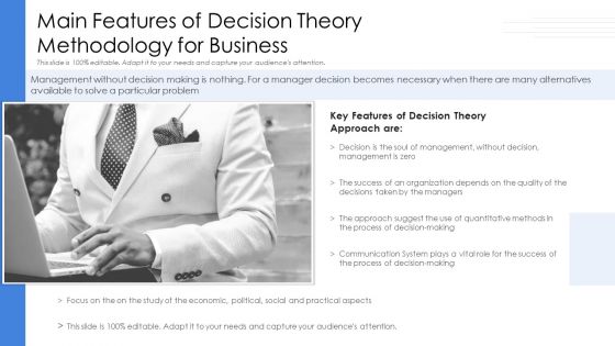 Main Features Of Decision Theory Methodology For Business Ppt Model Visuals PDF