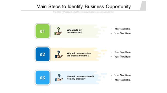 Main Steps To Identify Business Opportunity Ppt PowerPoint Presentation Gallery Designs PDF