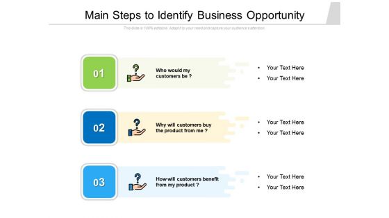 Main Steps To Identify Business Opportunity Ppt PowerPoint Presentation Gallery Designs PDF Main Steps To Identify Business Opportunity Ppt PowerPoint Presentation Gallery Designs PDF