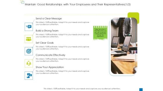 Maintain Good Relationships With Your Employees And Their Representatives Formats PDF