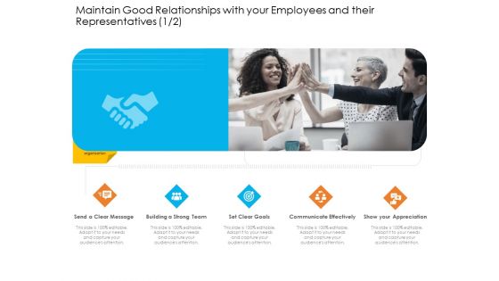 Maintain Good Relationships With Your Employees And Their Representatives Show Template PDF