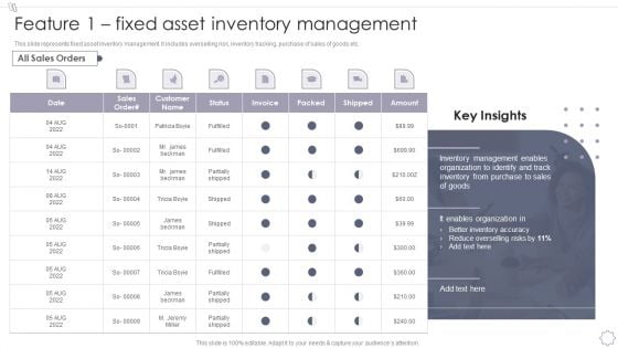 Maintaining And Managing Fixed Assets Feature 1 Fixed Asset Inventory Management Pictures PDF