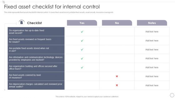 Maintaining And Managing Fixed Assets Fixed Asset Checklist For Internal Control Inspiration PDF