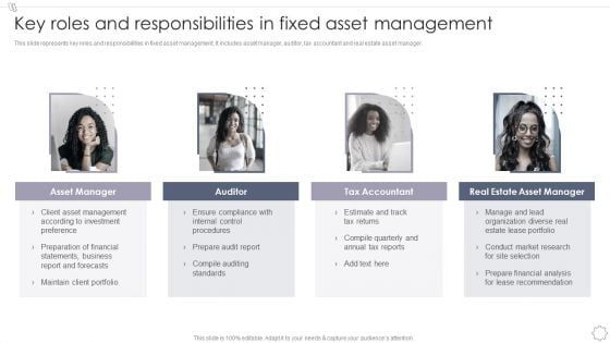 Maintaining And Managing Fixed Assets Key Roles And Responsibilities In Fixed Asset Management Summary PDF