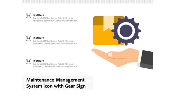 Maintenance Management System Icon With Gear Sign Ppt PowerPoint Presentation Summary Maker PDF