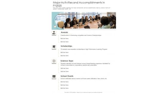 Major Activities And Accomplishments In FY2020 One Pager Documents Major Activities And Accomplishments In FY2020 One Pager Documents