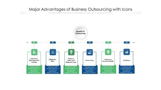 Major Advantages Of Business Outsourcing With Icons Ppt PowerPoint Presentation Gallery Outline PDF