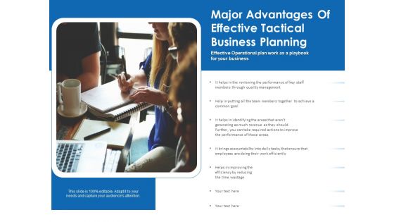 Major Advantages Of Effective Tactical Business Planning Ppt PowerPoint Presentation File Backgrounds PDF