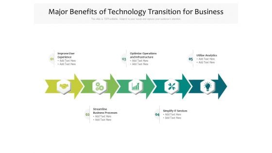 Major Benefits Of Technology Transition For Business Ppt PowerPoint Presentation Professional Icons PDF