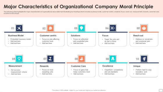 Major Characteristics Of Organizational Company Moral Principle Ppt Ideas Layout PDF