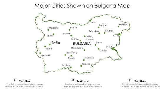 Major Cities Shown On Bulgaria Map Ppt PowerPoint Presentation File Elements PDF